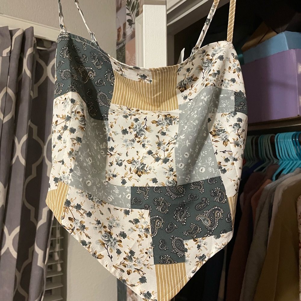 shein multi pattern tie back top